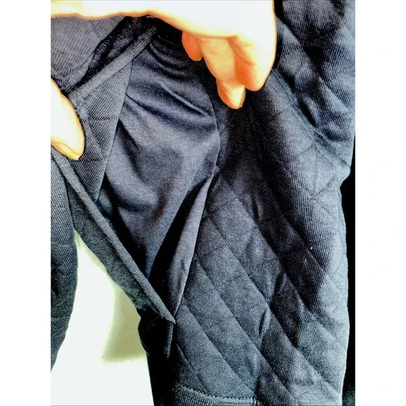 LL Bean Quilted‎ Sweatshirt Mens 3XL Navy Snap Pullover Mock Neck Logo Outdoors - Picture 7 of 15